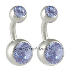 Anillos Top ventas G23 titanio doble cristal ombligo vientre